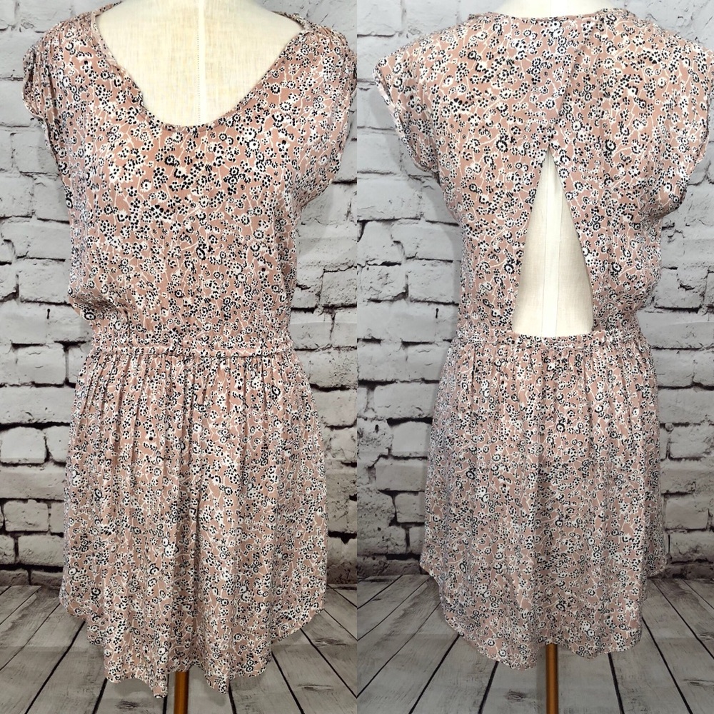 Rebecca Taylor Nude Floral Open Back Cut Out Dress